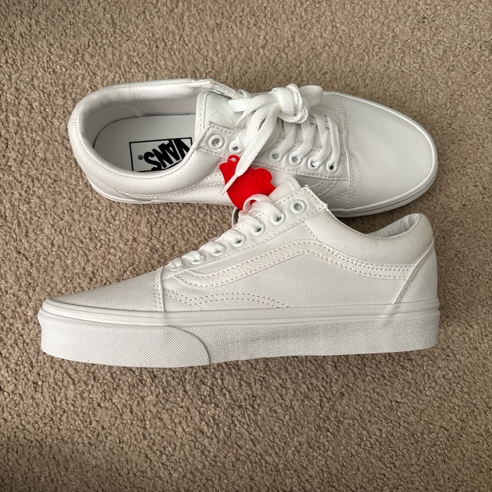 Vans All-White Canvas Lace-Up Sneakers